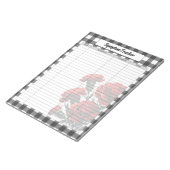 Zwart op wit Floral Gingham_ Symptom Tracker Notitieblok (Schuin)