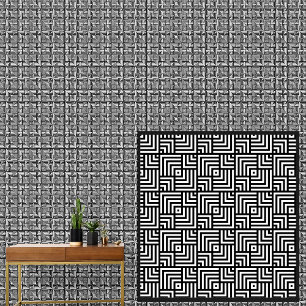 Zwart op wit geometrische overlappende vierkanten behang