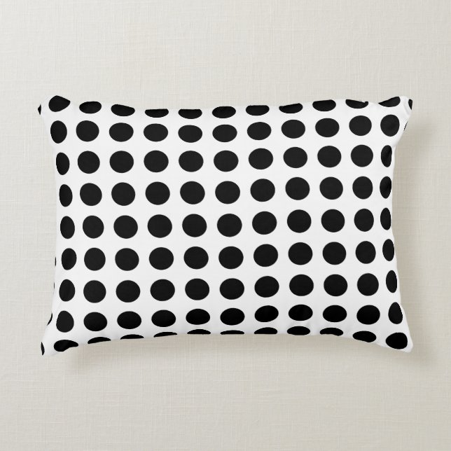 Zwart op Wit Groot Grootte Horizontale Polka Dots Accent Kussen (Voorkant)