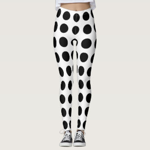Zwart op Wit Groot Grootte Horizontale Polka Dots Leggings