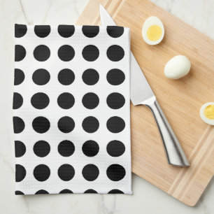 Zwart op Wit Groot Grootte Horizontale Polka Dots Theedoek