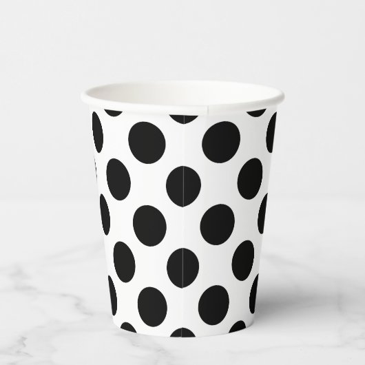 Zwart op wit grote grootte polka stippen papieren bekers (Rechts)