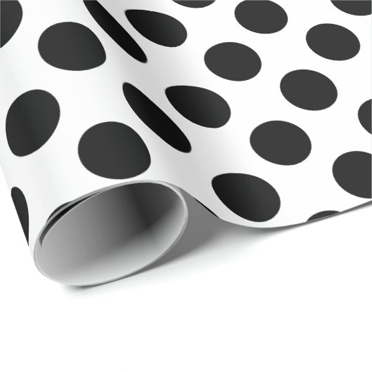 Zwart op Wit Medium Size Polka Dots Cadeaupapier (Rol Hoek)