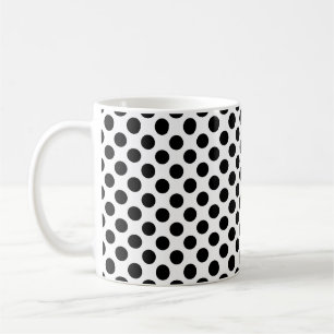 Zwart op Wit Medium Size Polka Dots patroon Koffiemok