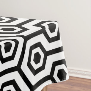 Zwart op wit octagon geometrisch patroon tafelkleed