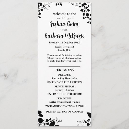 Zwart op wit plat programma (Voorkant)