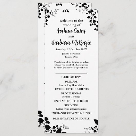 Zwart op wit plat programma (Voorkant / Achterkant)