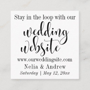 Zwart op wit typografie Wedding Website Informatiekaartje