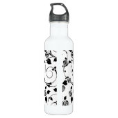 Zwart op witte rosettes waterfles  (Achterkant)