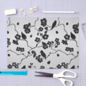 Zwart op zilveren patroonvogels en Cherry Blossom Tissuepapier (Craft)