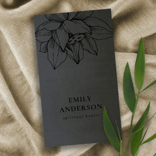 ZWART OP ZWART LOTUS SIMPLE REIKI SPIRITUEEL HEALE VISITEKAARTJE