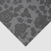 Zwart op zwart Roos Damask Floral Pattern Tissuepapier (Detail)
