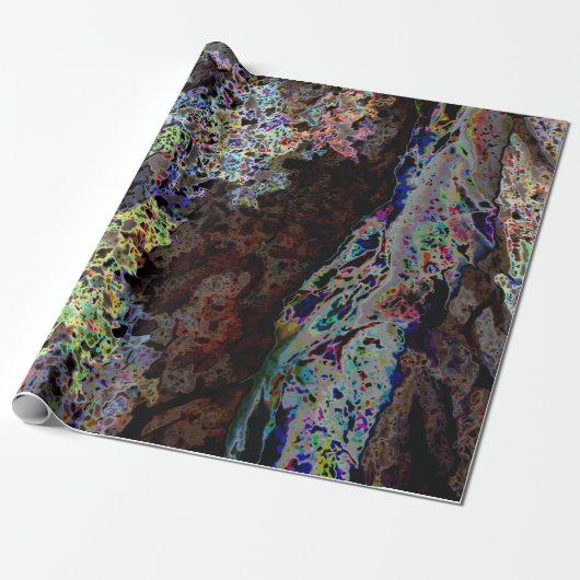 Zwart Opalised Rock Cadeaupapier (Uitgerold)