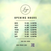 Zwart Openingstijden Logo QR Code Transparant Raamsticker (Vel 3)