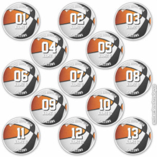 zwart oranje basketbalteamstickers 13 atleten sticker