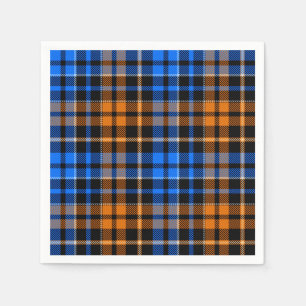 Zwart Oranje Blauw Geruit Schotse Patroon Ontwerp  Servet
