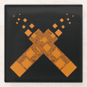 Zwart Oranje donkere Pagan Fire Cult Cross Gothic Glazen Onderzetter