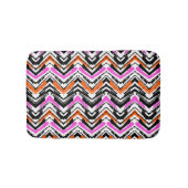 Zwart, Oranje en roze hand getekend Chevron Patter Badmat (Voorkant)