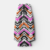 Zwart, Oranje en roze hand getekend Chevron Patter Flesjeskoeler (Achterkant)