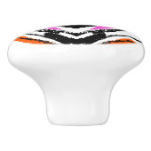 Zwart, Oranje en roze hand getekend Chevron Patter Keramische Knop (Zijkant)