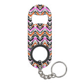 Zwart, Oranje en roze hand getekend Chevron Patter Sleutelhanger Flessenopener (Achterkant)