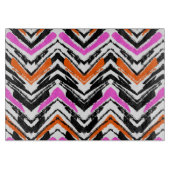 Zwart, Oranje en roze hand getekend Chevron Patter Snijplank (Voorkant)