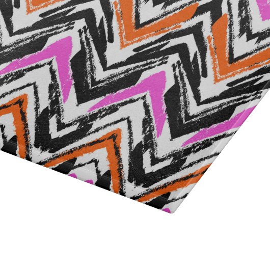Zwart, Oranje en roze hand getekend Chevron Patter Snijplank (Hoek)