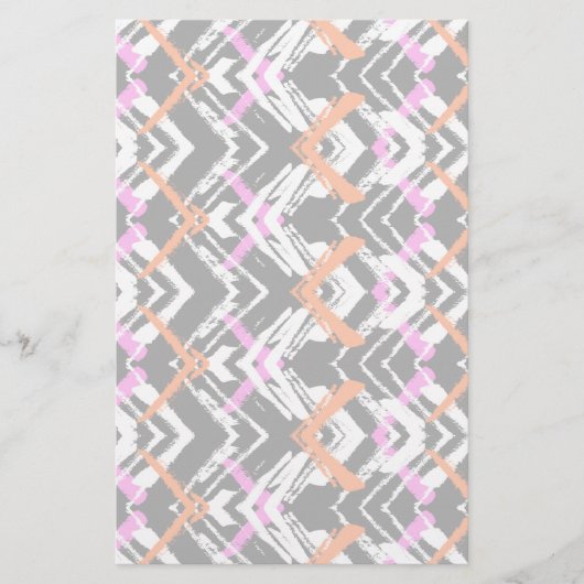 Zwart, Oranje en roze hand getekend pijlpatroon Briefpapier (Voorkant)