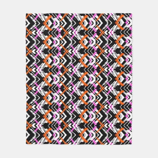 Zwart, Oranje en roze hand getekend pijlpatroon Fleece Deken (Voorkant)