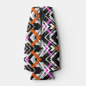 Zwart, Oranje en roze hand getekend pijlpatroon Flesjeskoeler (Achterkant)