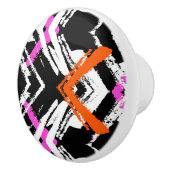 Zwart, Oranje en roze hand getekend pijlpatroon Keramische Knop (Rechts)