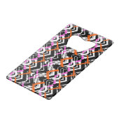 Zwart, Oranje en roze hand getekend pijlpatroon Kredietkaart Flessenopener (Achterkant Gekanteld)