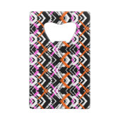 Zwart, Oranje en roze hand getekend pijlpatroon Kredietkaart Flessenopener (Achterkant)