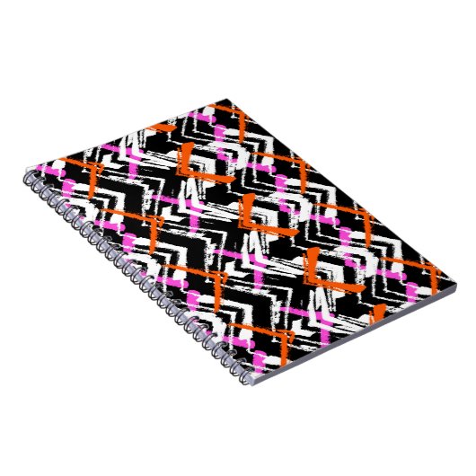 Zwart, Oranje en roze hand getekend pijlpatroon Notitieboek (Rechterzijde)