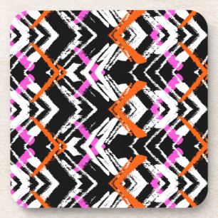 Zwart, Oranje en roze hand getekend pijlpatroon Onderzetter