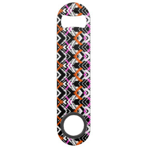 Zwart, Oranje en roze hand getekend pijlpatroon Speed Flessenopener