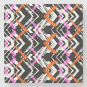 Zwart, Oranje en roze hand getekend pijlpatroon Stenen Onderzetter (Voorkant)