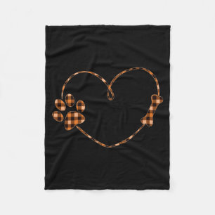 Zwart Oranje Geruit Hondenpoot Hart Bot Halloween Fleece Deken