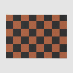 Zwart & Oranje geruit vierkant Buffalo Plaid Tissuepapier