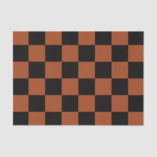 Zwart & Oranje Geruit Vierkant Buffalo Plaid Tissuepapier (Voorkant)