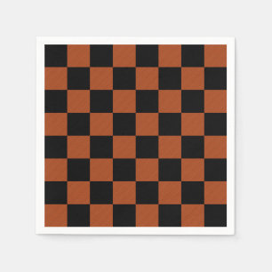 Zwart & Oranje Geruite Vierkanten Buffalo Plaid Servet