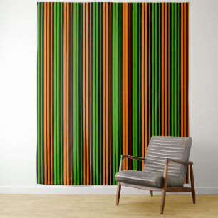 Zwart Oranje Groen Verticaal Strepen Design Wandkleed