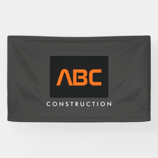 Zwart/Oranje Monogram Logo Constructie Spandoek (Horizontaal)