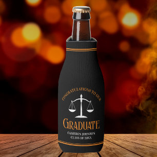 Zwart Oranje Recht School Custom Graduation Party Flesjeskoeler