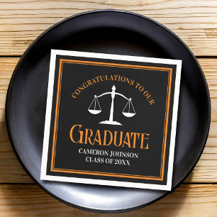 Zwart Oranje Recht School Custom Graduation Party Servet