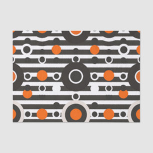 Zwart Oranje Retro Cirkel Streep Tissuepapier