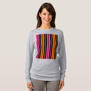 Zwart Oranje Roze Verticale Strepen Design T-shirt