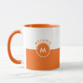 Zwart-oranje split-screen monogram mok (Links)