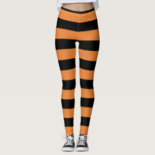 Zwart & Oranje Strepen Feestelijke Pret Halloween Leggings