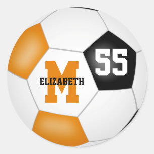 zwart oranje team kleuren voetbal op maat ronde sticker